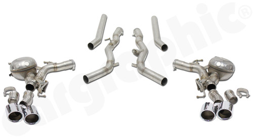 CARGRAPHIC OEM M5-Look Active Sound System w/Link Pipes & 4x 89mm Tailpipes For BMW F10/F11 M550d - PERF10M550DSMER4