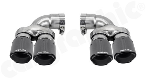 CARGRAPHIC Double-End Tailpipe Set - 4x 89mm - Round - Slash Cut w/Stainless Steel Liner & CARGRAPHIC Logo - Visual Carbon Matte For Diesel BMW 5-Series G30/G31 - CARBMW5G30ER35KEVTPCG CARGRAPHIC Double-End Tailpipe Set - 4x 89mm - Round - Slash Cut w/Stainless Steel Liner & CARGRAPHIC Logo - Visual Carbon Matte For Diesel BMW 5-Series G30/G31 - CARBMW5G30ER35KEVTPCG