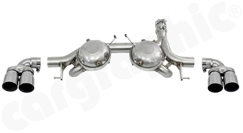 CARGRAPHIC Rear Silencer Replacement Pipe w/2x Active Sound Modules & 4x 89mm Brushed Stainless Steel Sport Tailpipes For Diesel BMW 5-Series G30/G31 Single-Flow Exhaust Systems - PERG30DSM35