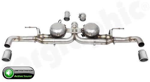 CARGRAPHIC Active Sound System w/Twin Sound Actuators & 2x 89mm Mirror Polished Tailpipes For BMW X5 E70 30d/35d/40d Vehicles w/Standard Chassis - PERE70DSMER2