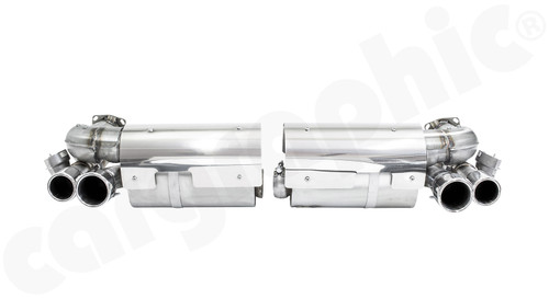CARGRAPHIC Turbo-Back Sport Exhaust System w/Exhaust Valves, Catalytic Replacement Pipe Set & Sport Tailpipe Set For Porsche 996 Turbo / Turbo S / GT2 3.6L - CARP96TETRKATERFLAP