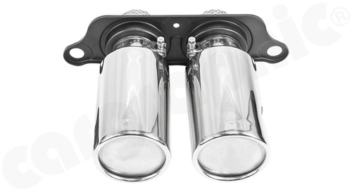 CARGRAPHIC Double-End Sport Tailpipe SS304L - 2x 100mm Round, Silenced w/Perforated Insert & Mirror Polished For Porsche 991.1 GT3 3.8L / GT3 RS 4.0L / R 4.0L & 991.2 GT3 / GT3 RS 4.0L - CARP91GT3ERSIL