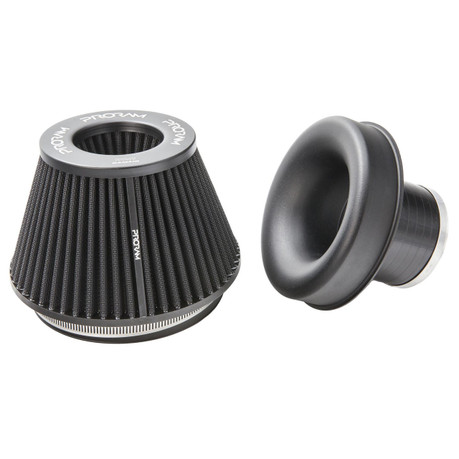 Ramair Pleated 102mm (4inch) OD Neck Medium Cone Air Filter with Velocity Stack  PR-CC-194-VS-102-BK