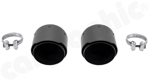 CARGRAPHIC PSE Look Sport Tailpipes - 2x 100mm Slash-Cut w/Stainless Steel Liner & Visual Carbon Matte Finish For Porsche 991.2 Carrera / Carrera S / Carrera T / Carrera GTS 3.0L T - CARP912PSEERKITKEVTP