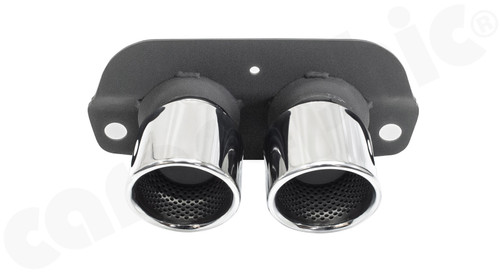 CARGRAPHIC Lightweight Sport Tailpipes - 2x 100mm Round, Double-Walled, Slash-Cut, Rolled-In w/Perforated Insert & Mirror Polished For Porsche 991.2 GT3 RS / Speedster 4.0L (w/OPF) & 992 GT3 / GT3 RS / GT3 Touring 4.0L - CARP912GT3ER2100