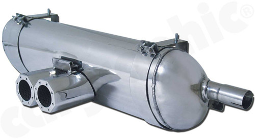 CARGRAPHIC Sport Rear Silencer w/89mm Double-End "Octagon" Tailpipe w/Perforated Insert (SUPER SOUND VERSION) For Porsche 986 Boxster 2.5L - CARP86ETSOCT