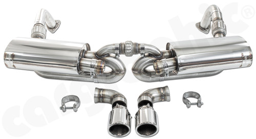 CARGRAPHIC Sport Rear Silencer Set w/89mm Slash-Cut Double-End Tailpipe Set Rolled-In w/Perforated Insert (SUPER SOUND Version) For Porsche 987.1 Boxster / Cayman 2.7L / 3.2L (Boxster S) / 3.4L S - CARP87ETO289R