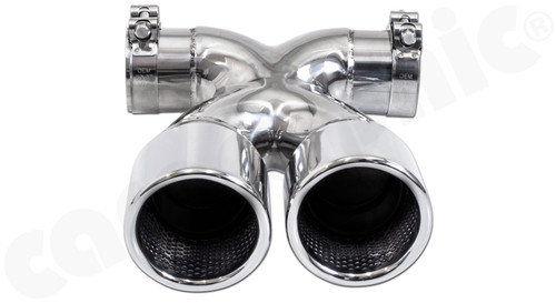 CARGRAPHIC Sport Double-End Tailpipe - 89mm Rolled-In w/Perforated Insert & Stainless Steel Polished For Porsche 987 Boxster / Cayman - PERP87ER35RX