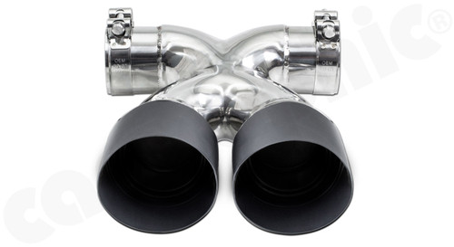 CARGRAPHIC Sport Double-End Tailpipe (Special Lightweight Version) - 89mm Matte Black Thermopaint Finished For Porsche 987 Boxster / Cayman - PERP87ER35XTP