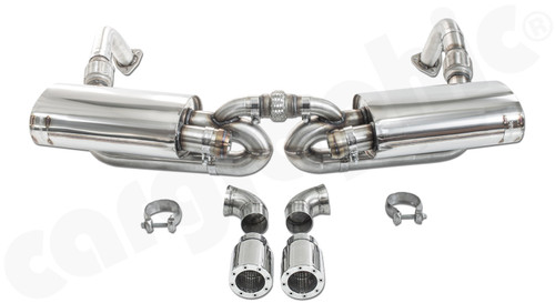 CARGRAPHIC Sport Rear Silencer Set w/89mm Slash-Cut Double-End "Revolver" Tailpipe Set Double-Walled w/Perforated Insert (SUPER SOUND Version) For Porsche 987.2 Boxster / Cayman 2.9L / 3.4L - CARP87ETO2REVDFI
