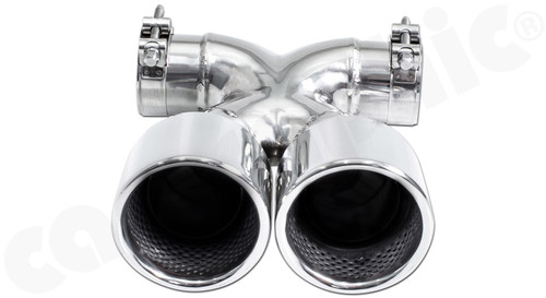 CARGRAPHIC Sport Double-End Tailpipe - 100mm X-Pipe Construction, Rolled-In w/Perforated Insert & Mirror Polished For Porsche 981 Boxster / Cayman - PERP81ER40RX CARGRAPHIC Sport Double-End Tailpipe - 100mm X-Pipe Construction, Rolled-In w/Perforated Insert & Mirror Polished For Porsche 981 Boxster / Cayman - PERP81ER40RX