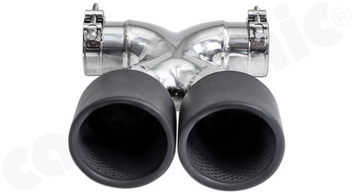 CARGRAPHIC Sport Double-End Tailpipe - 100mm Rolled-In w/Perforated Insert & Matte Black Thermopaint Finished For Porsche 718 (982) Boxster / Cayman - CARP82ER40RXTP CARGRAPHIC Sport Double-End Tailpipe - 100mm Rolled-In w/Perforated Insert & Matte Black Thermopaint Finished For Porsche 718 (982) Boxster / Cayman - CARP82ER40RXTP