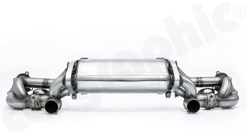 CARGRAPHIC Sport Rear Silencer (CLUBSPORT / TOURING) w/Integrated Exhaust Valves (SOUND / SUPER SOUND PLUS Version) For Porsche 718 (982) Boxster / Cayman GTS, GT4 & Spyder - CARP82GT4ETFLAP