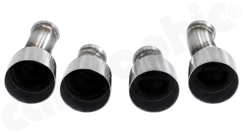 CARGRAPHIC Double-End Tailpipe Set (Special Lightweight Design) - 2x 100mm Round, Slash-Cut & Stainless Steel Brushed For Porsche 970.1 Panamera - CARP70ER40