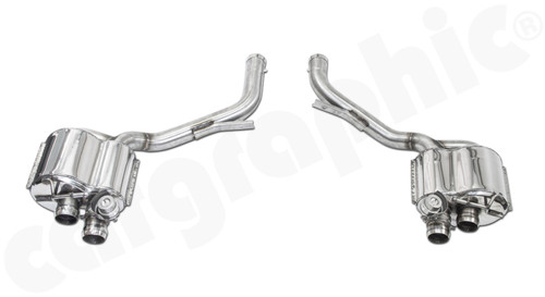CARGRAPHIC Sport Rear Silencer Set w/Integrated Exhaust Valves (SOUND / SUPER SOUND Version) For Porsche 970 Panamera 3.6L V6 - CARP70V6ETS