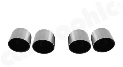 CARGRAPHIC Sport Tailpipe Set - 4x 100mm Round, Slash-Cut & Lightweight Stainless Steel Brushed For Porsche 971 Panamera - CARP71ER40