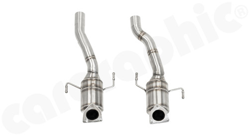 CARGRAPHIC Secondary Sport Catalytic Converter Set w/2x 100CPSI MS Catalytic Converter For Porsche 955 & 957 Cayenne Turbo / Turbo S 4.5L & 4.8L V8 - CARP57TKAT