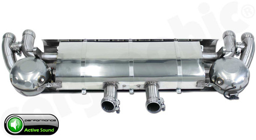 CARGRAPHIC Active Sound System w/Sport Rear Silencer & 4x 100mm Sport Tailpipes For Porsche 958.1 Cayenne Diesel 3.0L - CARP58DETSM