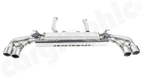 CARGRAPHIC Sport Rear Silencer w/Integrated Electronic Exhaust Valves, Electronic Sound Actuators & Polished Sport Tailpipes (SOUND / SUPER SOUND Version) For Porsche 958.2 Cayenne Turbo / Turbo S V8 4.8L - CARP58TETFLAPFLE