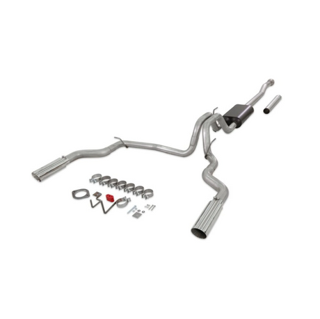 Flowmaster Force II Cat-Back Exhaust System Fits 2021-2025 Ford F-150 2.7, 3.5, 5.0-liter, Force II cat-back, dual out rear exit, 4.00-inch polished tips, stainless steel exhaust system - 818148