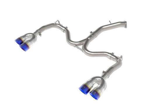 aFe Takeda 3 IN to 2-1/2 IN 304 Stainless Steel Axle-Back Exhaust w/ Blue Flame Tips for Kia Forte GT 22-24 L4-1.6L (t) - afe49-37039-L