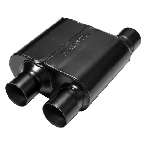 Flowmaster Super 10 Series Chambered Muffler Super 10 Series Stainless Steel - 2.50 Offset In / Dual Out Crossflow- Aggressive Sound  - 8425810