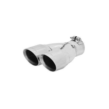 Flowmaster Exhaust Tip Exhaust Tip - 3.00 in. Dual Angle Cut Polished SS Fits 2.50 in. Tubing -Clamp on - 15307