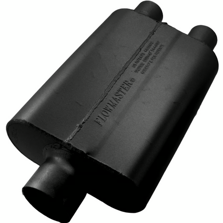 Flowmaster 40 Series Delta Flow Chambered Muffler 40 Delta Flow® - 3.00 Center In / 2.25 Dual Out - Aggressive Sound - 9430422