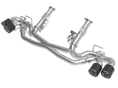 aFe MACH Force-Xp 304 Stainless Steel Cat-Back Exhaust w/o Muffler Carbon Fiber (w/ NPP) for  Chevrolet Corvette (C8) 20-25 V8-6.2L afe49-34124NM-C