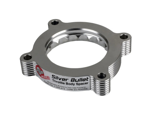 aFe Silver Bullet Throttle Body Spacer - Silver for Ford Mustang/F-150 11-14 V6-3.7L afe46-33016