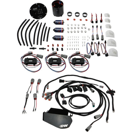 DeatschWerks 09-24 Nissan GT-R X3 Triple Pump Module w/ Triple DW810 Pumps/Controllers/PNP Harness - dwk9-811-C105-7021-PNP