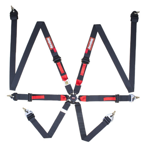 RaceQuip CAMLOCK 6PT 2IN PU FIA8853 HARNESS BLK - Black - 2 in. Lap and 2 in. Shoulders (for Hans/FHR) FIA 8853-2016 856006RQP