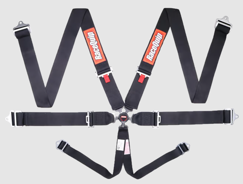 RaceQuip SFI CAMLOCK 6PT PD LAP SEAT BELTS BLK - Black - 3 in. Lap and Shoulder - 2 in. Sub 743003RQP