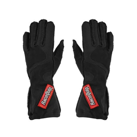 RaceQuip SFI 3.3/5 Black Outseam Short Gauntlet Nomex Race Gloves - Large 356905RQP