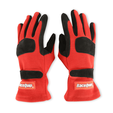RaceQuip SFI 3.3/5 Red / Black Short Gauntlet Nomex Race Gloves - Large 355015RQP