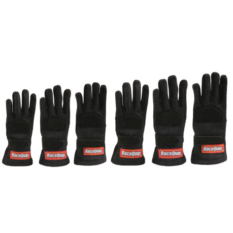 RaceQuip SFI 3.3/5 Black Nomex Race Gloves - Youth Medium K9 - Black - Kids Medium 3550093RQP