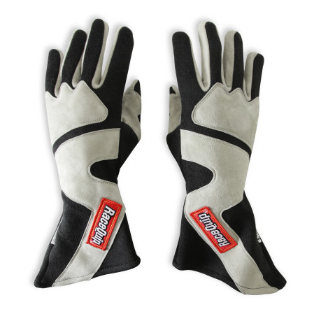 RaceQuip SFI 3.3/5 Black / Gray Long Gauntlet Nomex Race Gloves - Large 358605RQP