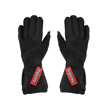 RaceQuip SFI 3.3/5 Black Outseam Short Gauntlet Nomex Race Gloves - Small 356902RQP