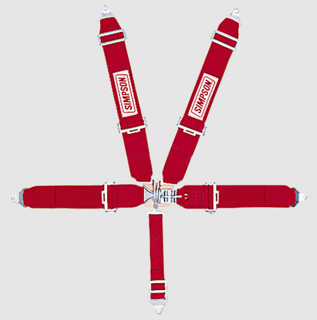 Simpson Racing Lever Camlock Harness - 55" BOLT IN PULL DOWN IND - Red 29110R