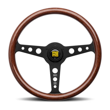 Momo Indy Steering Wheel 350 mm - Mahogany Wood/Brushed Black Spokes momind35ma0b