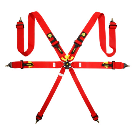 MOMO Corsa Harness 3x3x2 Camlock 6pt Clip In Restraint - Red momM060303RD