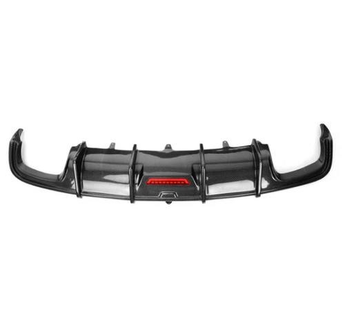 German Car Accessories 2019+ Audi A6/S6 Carbon Fiber Aggressive KB Style Diffuser with LED Brake Light C8 A6/S6