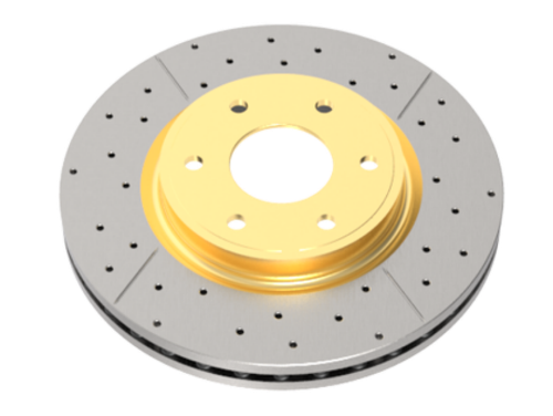DBA 2020+ Chevrolet Silverado 1500 6.2L Rear Drilled & Slotted Street Series Rotor w/Gold Hat dbaDBA3065X