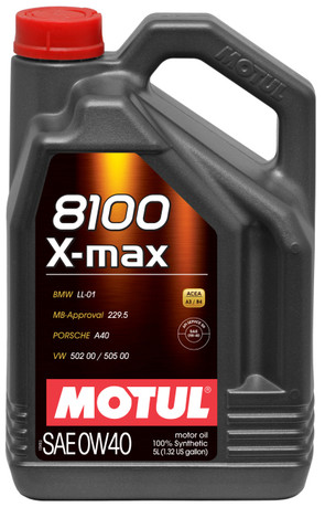 Motul 5L Synthetic Engine Oil 8100 0W40 X-MAX - Porsche A40 (Comes in Case of 4 Units)