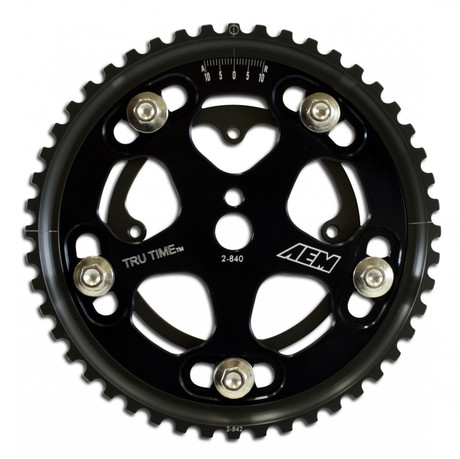 AEM Tru-Time Adjustable Cam Gear Black 5-Bolt Mitsubishi 4663T (AEM-23-830BK)