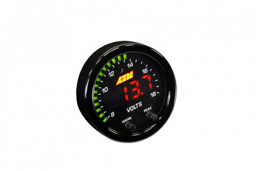 AEM X-Series Volt Gauge 8-18V Black Bezel & Black Faceplate (AEM-30-0303) AEM X-Series Volt Gauge 8-18V Black Bezel & Black Faceplate (AEM-30-0303)