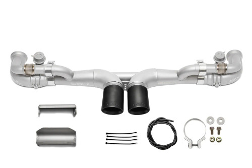 SOUL 06-11 Porsche 997 GT3 Modular Competition Exhaust Pkg - Valved - 3.5in Slash Cut Brushed Tips solPOR.997GT3.PKGV.SLTBR