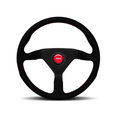 Momo Montecarlo Alcantara Steering Wheel 320 mm - Black/Red Stitch/Black Spokes momMCL32AL3B