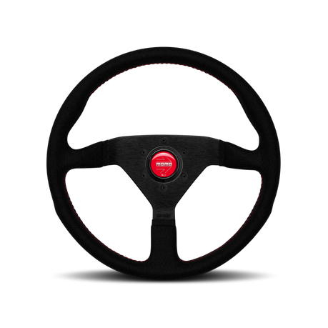 Momo Montecarlo Alcantara Steering Wheel 350 mm - Black/Red Stitch/Black Spokes momMCL35AL3B