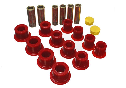 Energy Suspension 00-04 Ford Excursion 4WD / 99-04 F250/F350 4WD Red Front Leaf Spring Bushing Set eng4.2148R
